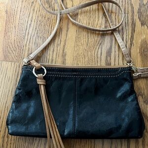 Hobo Internatiomal Crossbody/wristlet Black Tan Convertible Leather